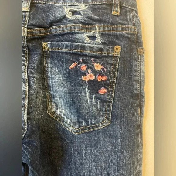 Dsquared2 y2k embroidered  floral capri blue jeans us size 2 2000s Paris hilton - Picture 5 of 14